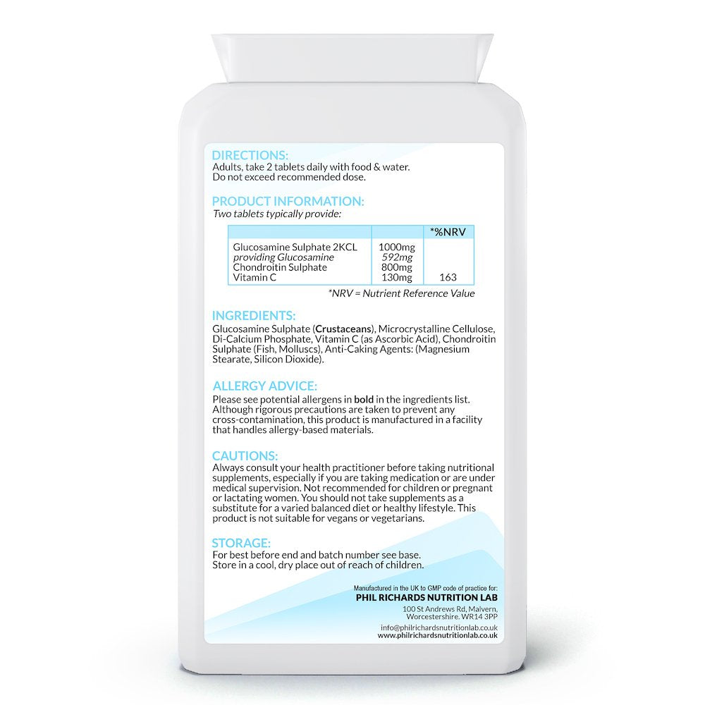 Glucosamine Chondroitin Complex (180 Tablets) - back label