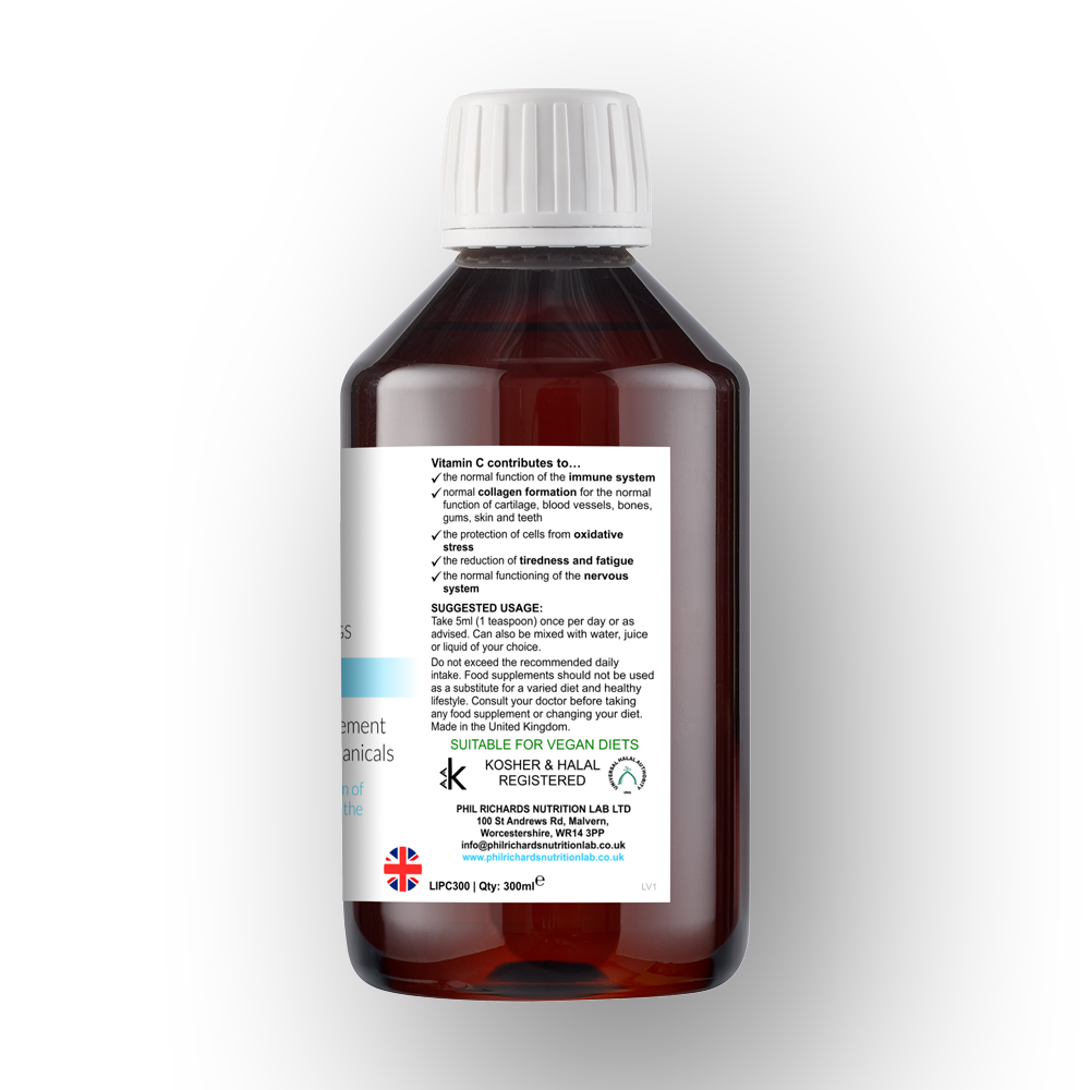 Liposomal Vitamin C liquid (300ml) - ingredients label