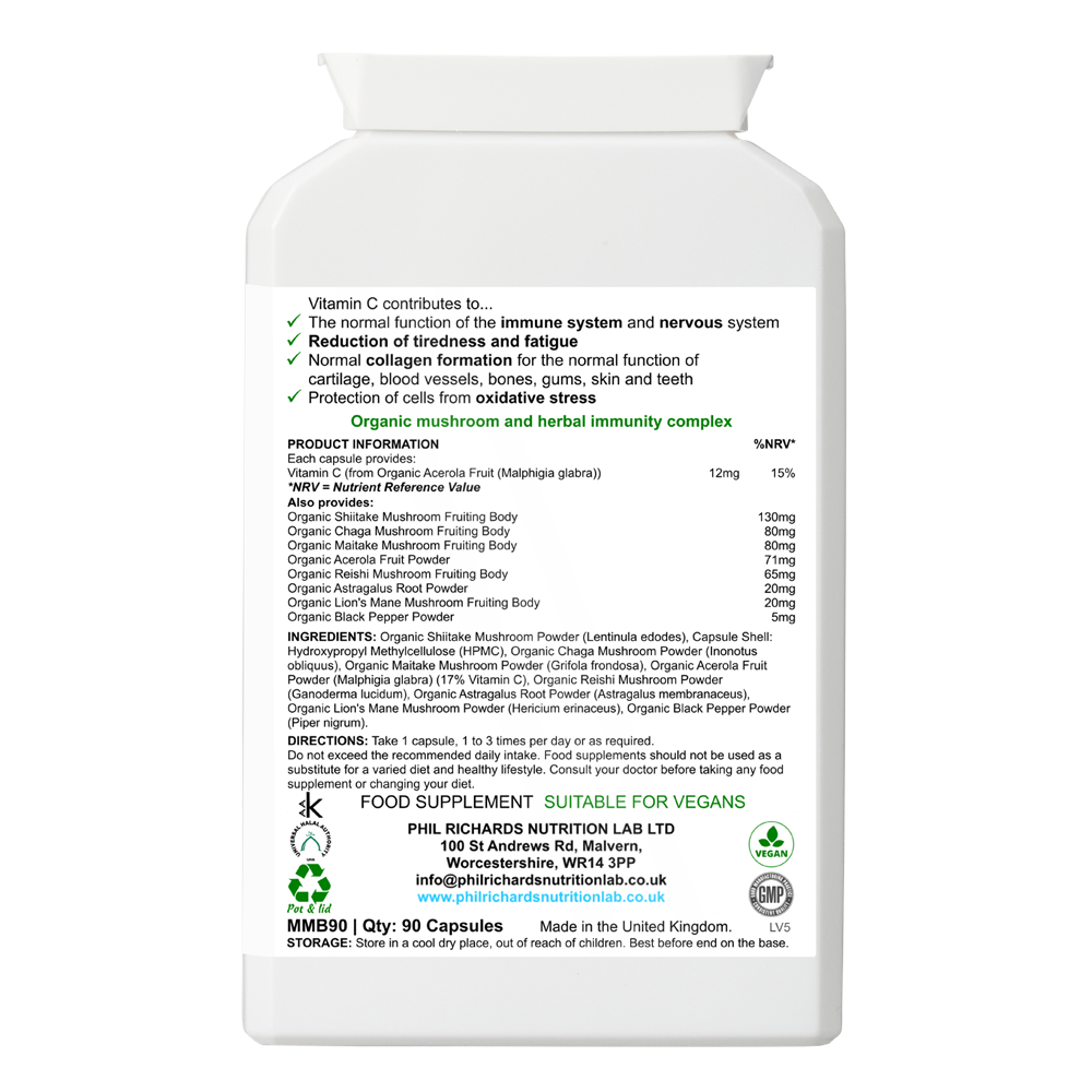 Organic Mushroom Power (90 Capsules) - back label