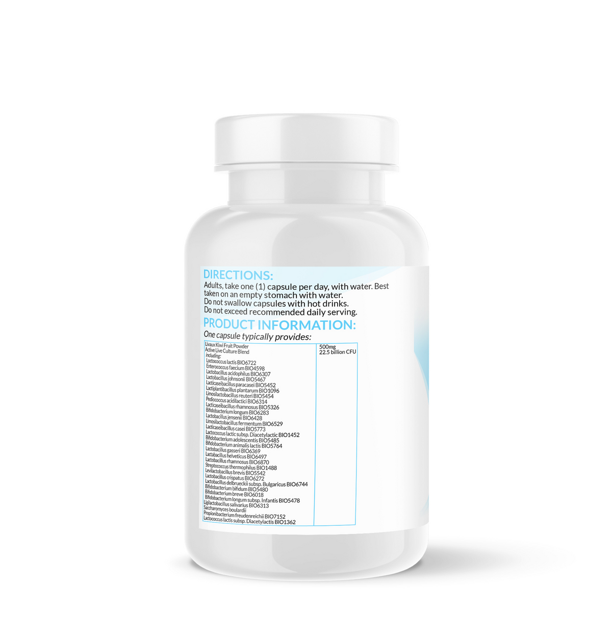 Probiotic Complex (30 Strain 22.5 Billion CFU x 60 Capsules) - ingredients label