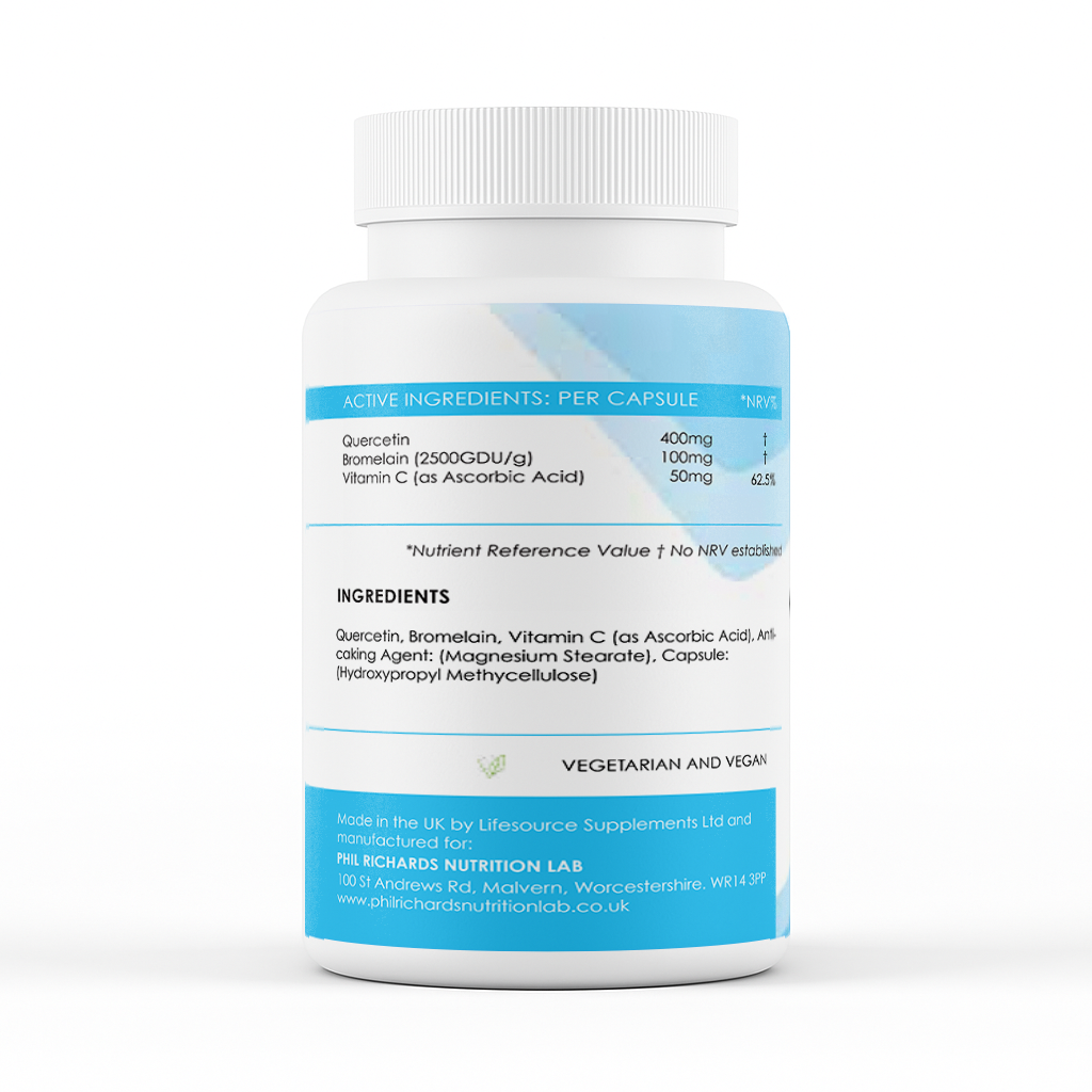 Quercetin & Bromelain (60 Capsules) - ingredients label