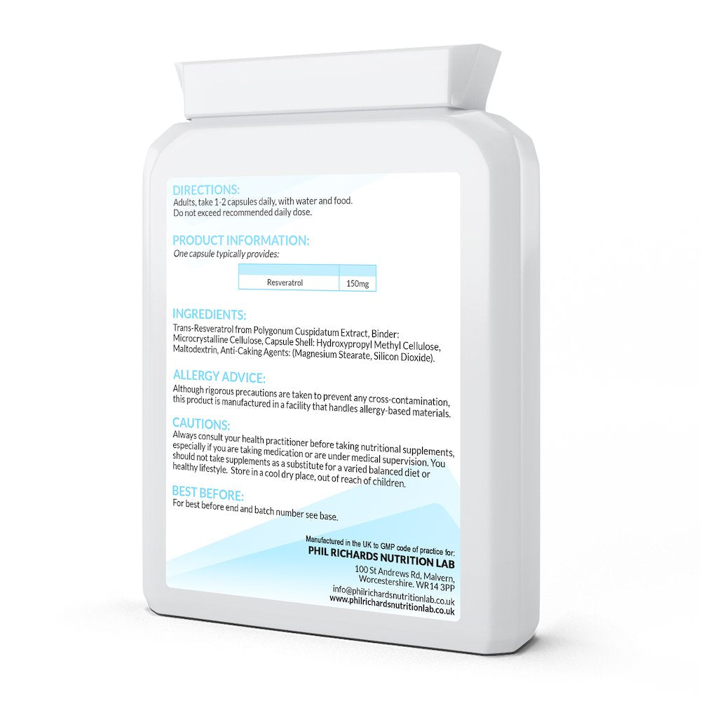 Resveratrol (150mg x 90 Capsules) - back angled view