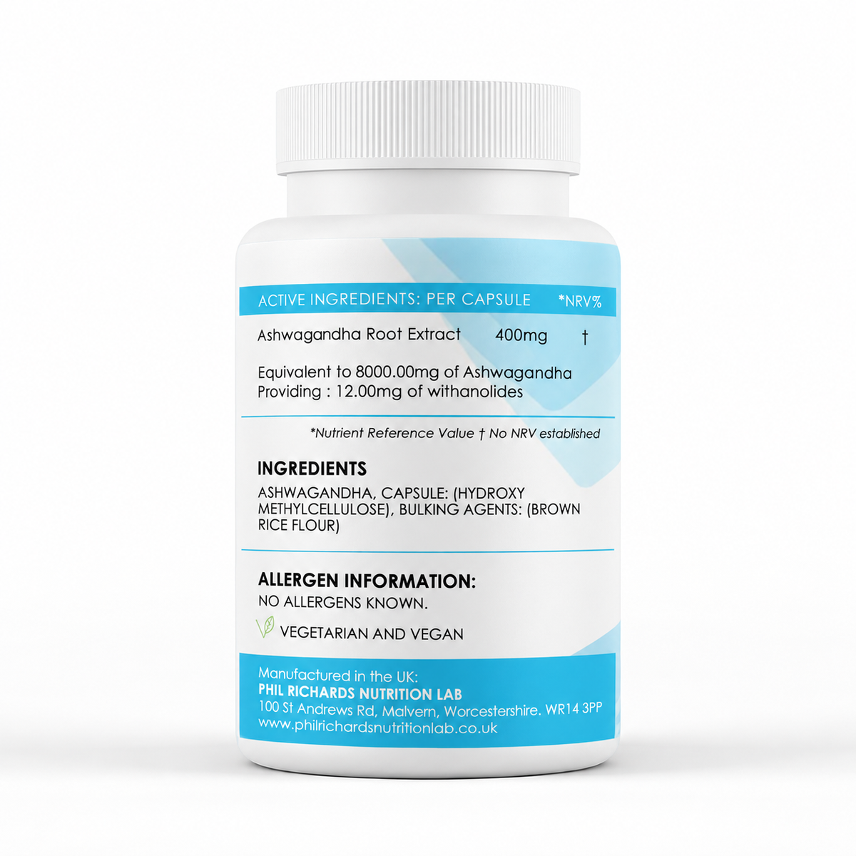Ashwagandha (8000mg x 180 Capsules) - ingredients label