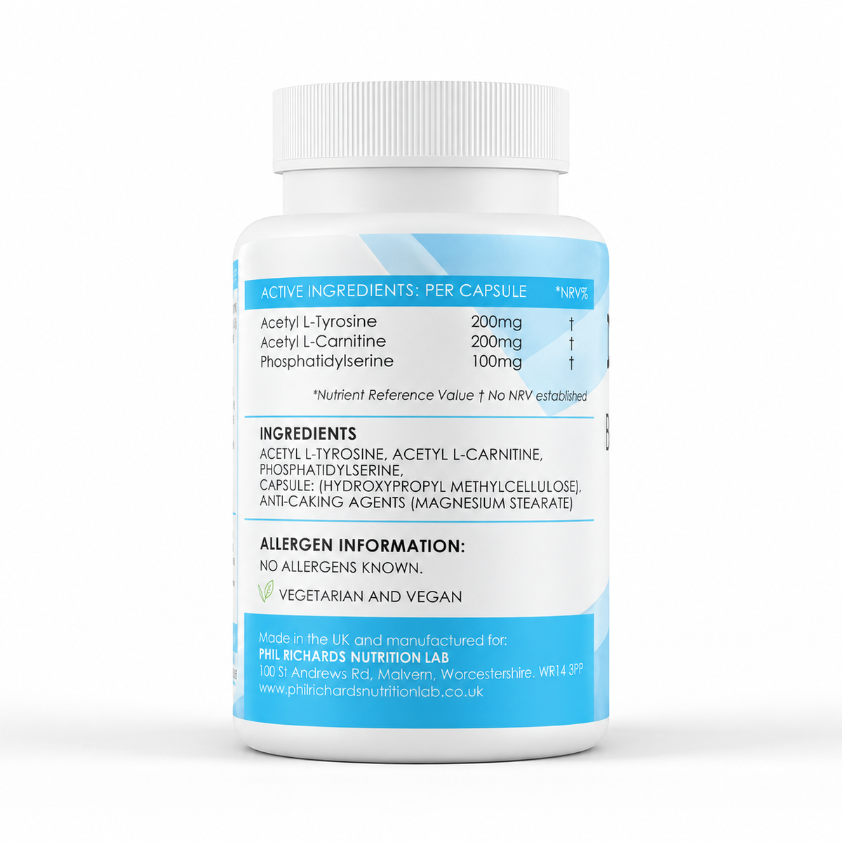 Brain Power (500mg x 90 Capsules) - ingredients label