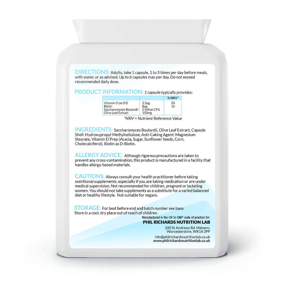 Saccharomyces Boulardii Complex (90 Capsules) - back label