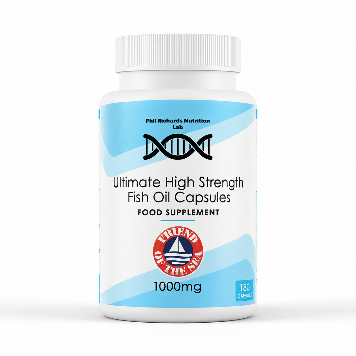 Ultimate High Strength Fish Oil Capsules (1000mg x 180 Capsules) - front view