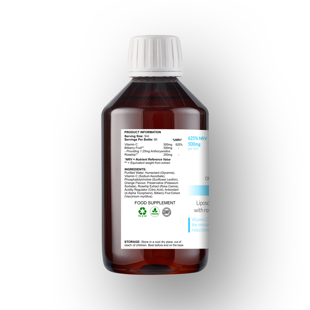 Liposomal Vitamin C liquid (300ml) - directions label