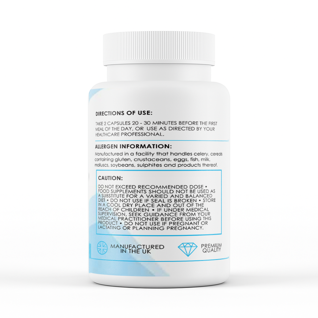 Quercetin & Bromelain (60 Capsules) - directions label