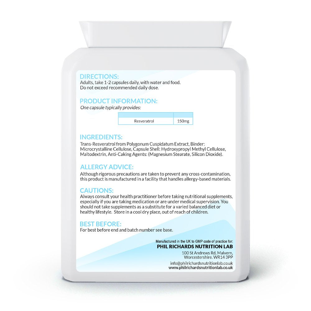 Resveratrol (150mg x 90 Capsules) - back angled view