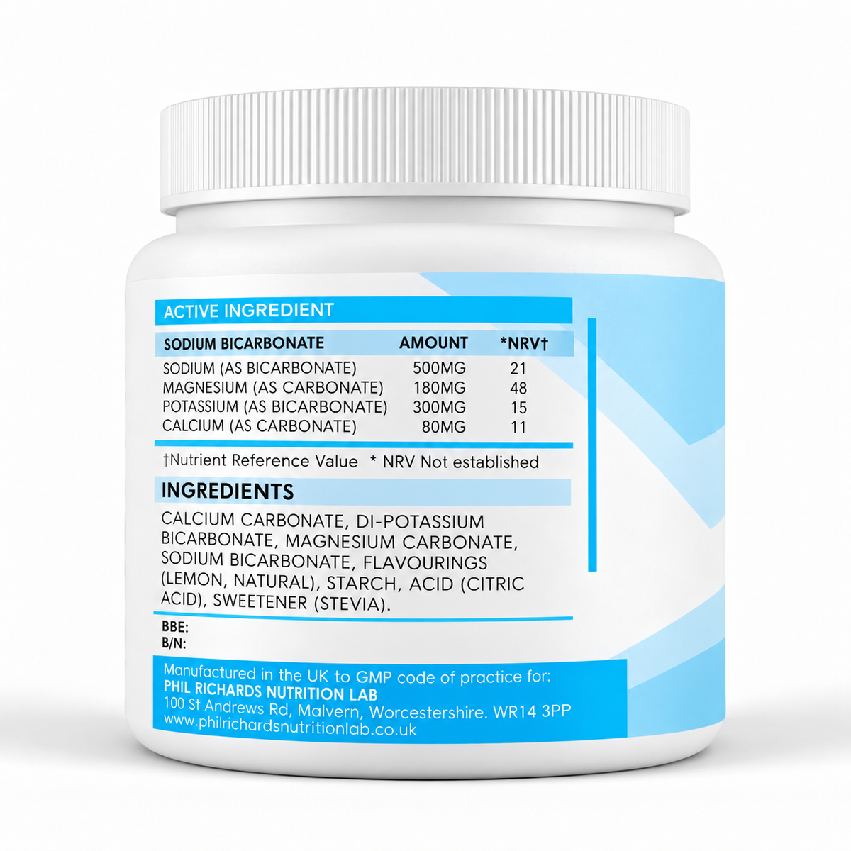 Alkalising Salts Lemon and Lime (500g) - ingredients label