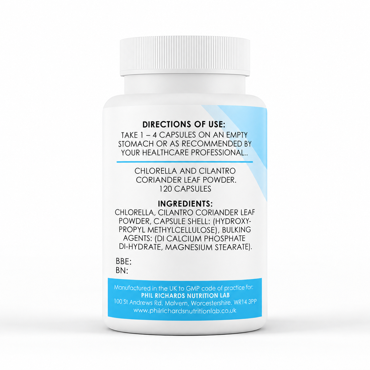 Chlorella and Cilantro (700mg x 120 Capsules) - ingredients label