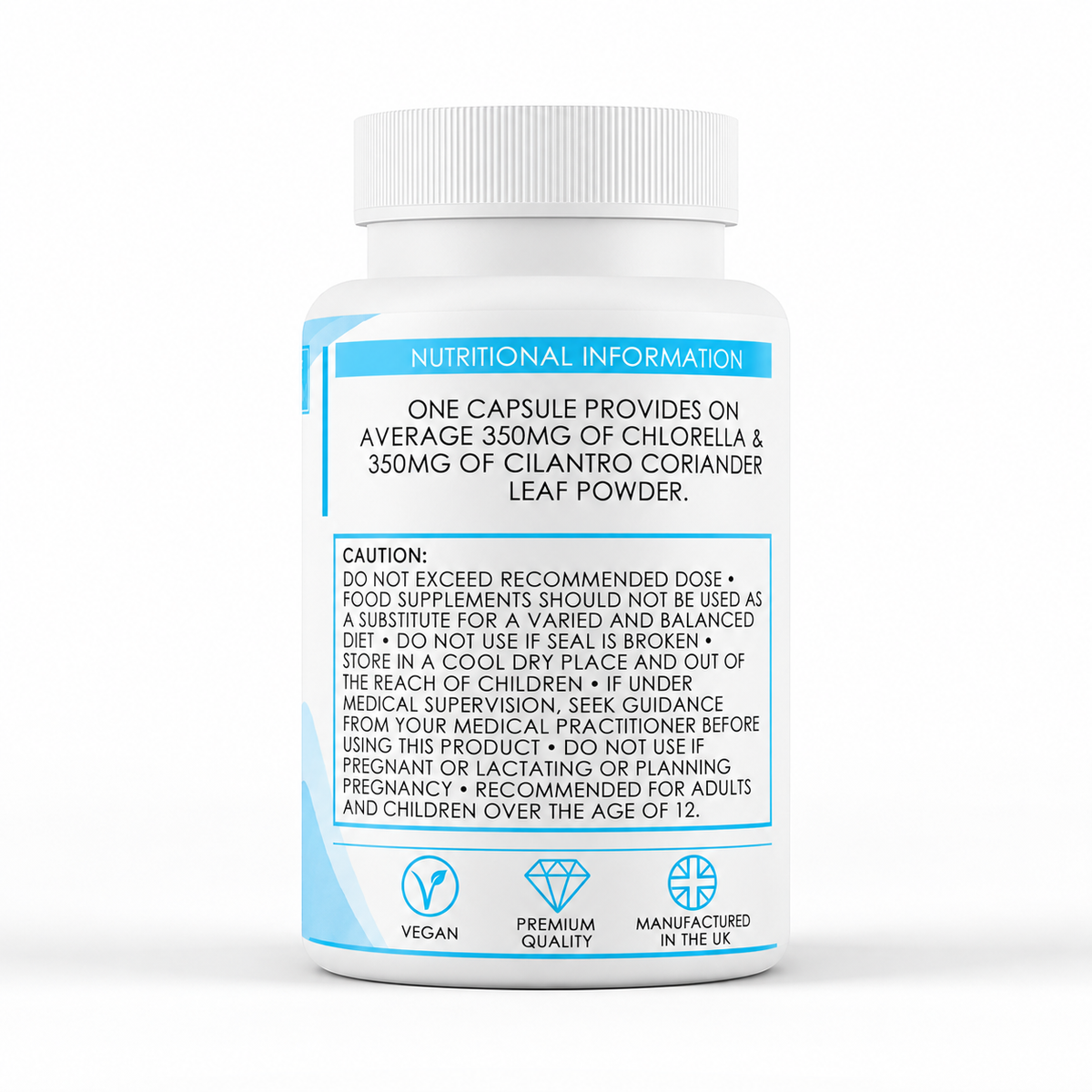Chlorella and Cilantro (700mg x 120 Capsules) - directions label
