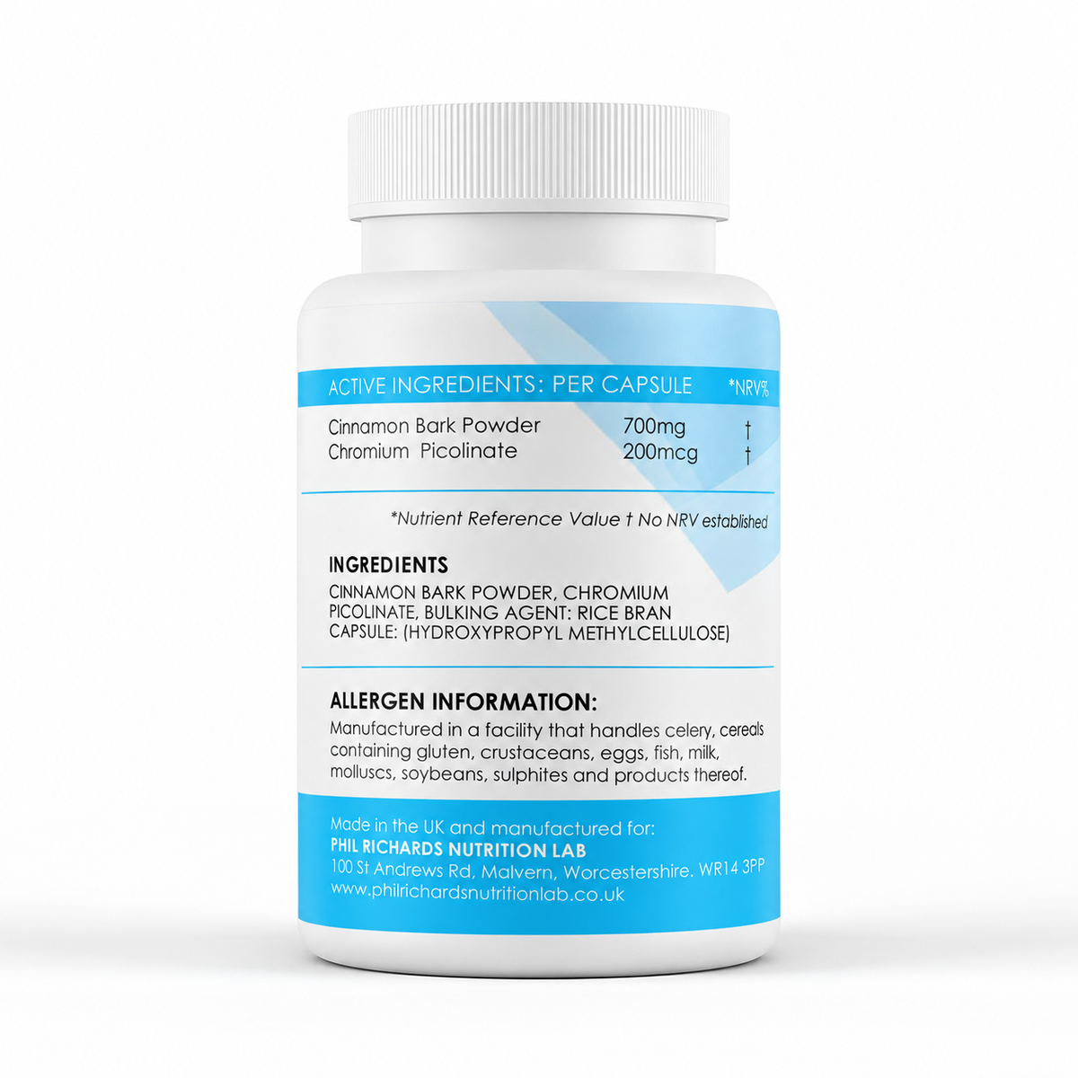 Cinnamon & Chromium Complex (90 Capsules) - ingredients label