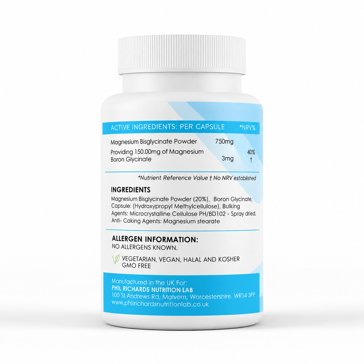 Magnesium plus Boron (753mg x 120 Capsules) - ingredients label