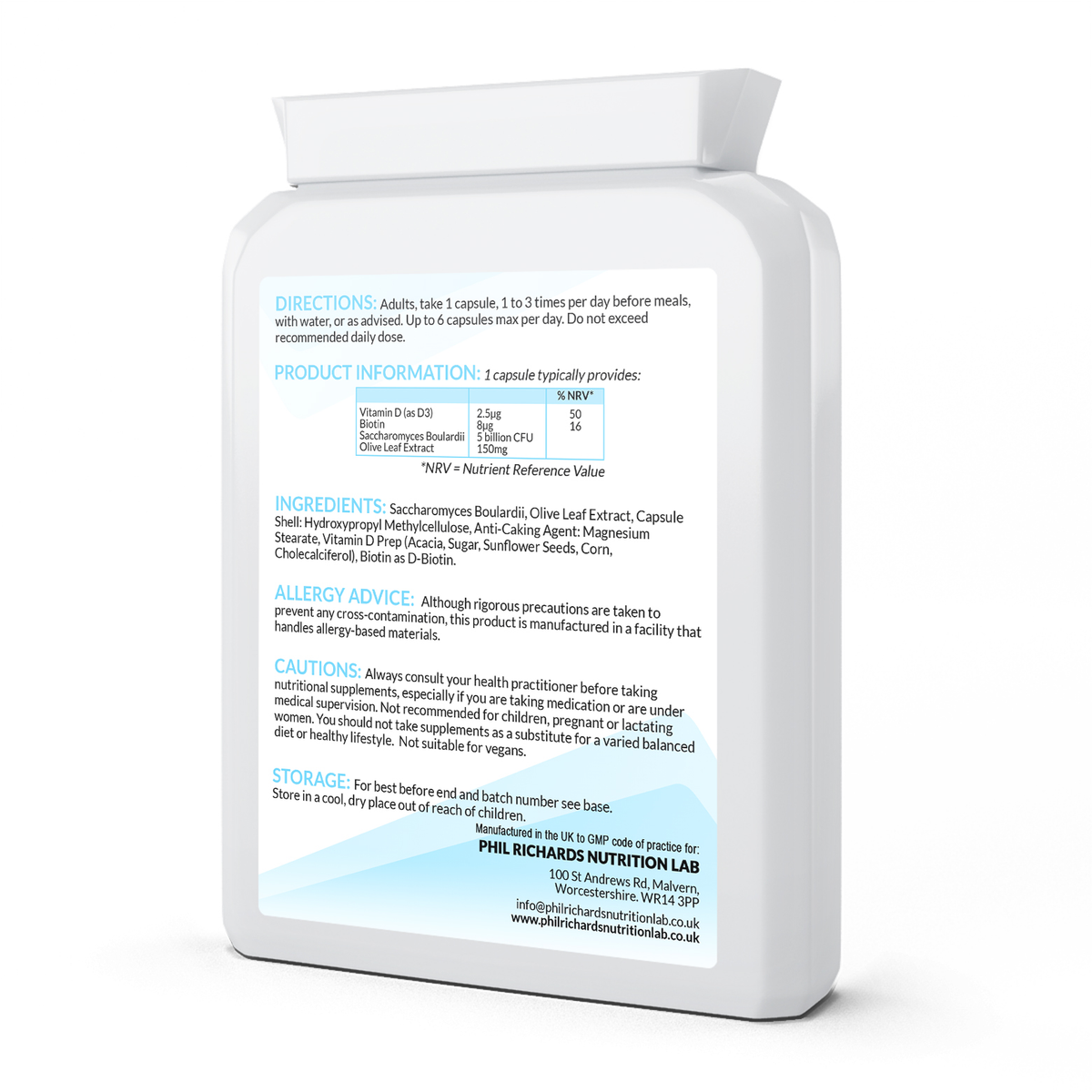 Saccharomyces Boulardii Complex (90 Capsules) - back angled view