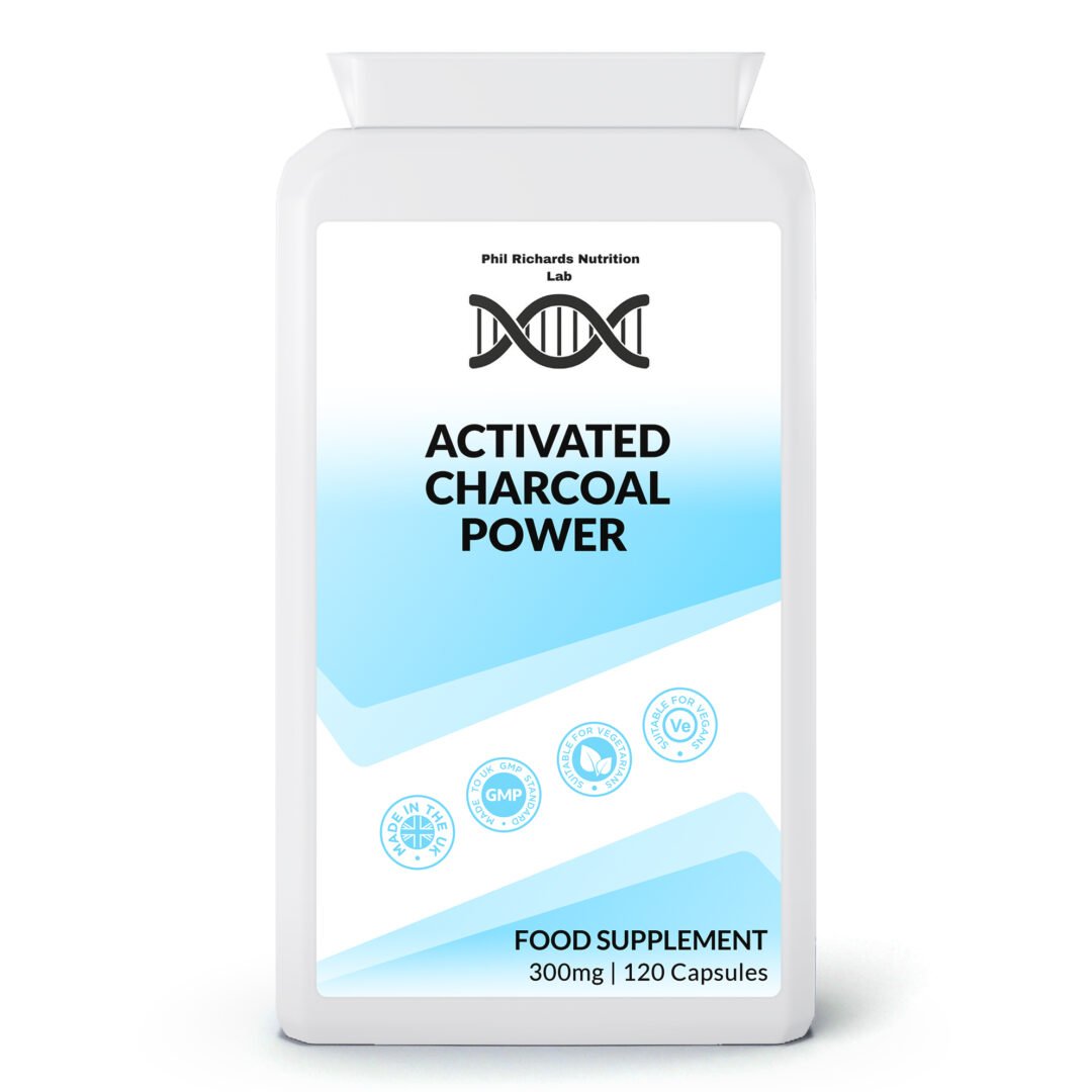 Activated Charcoal Power (300mg x 120 Capsules) Phil Richards Nutrition Lab